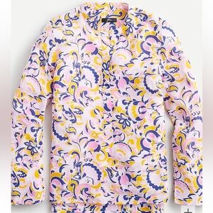 J crew paisley swirl slik tunic pant set size small 4 pull on pink blue yellow